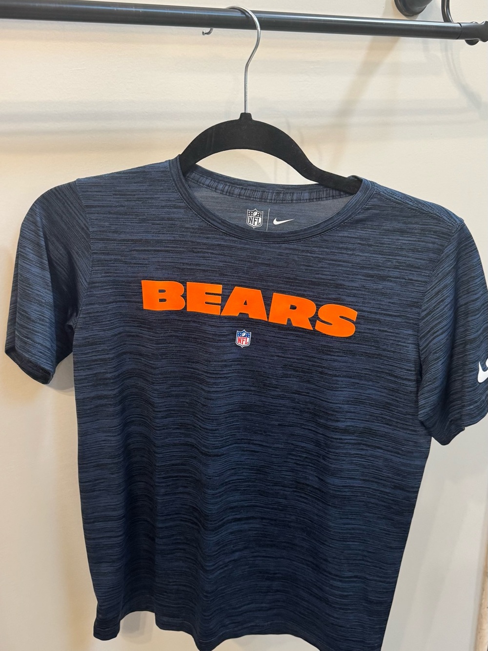 Nike Navy Heather Chicago Bears Short Sleeve Tee with Orange Logo